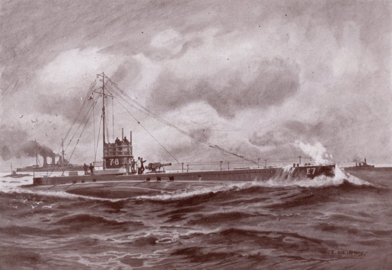 En ubåt på overflaten (litho) av Charles John de (after) Lacy