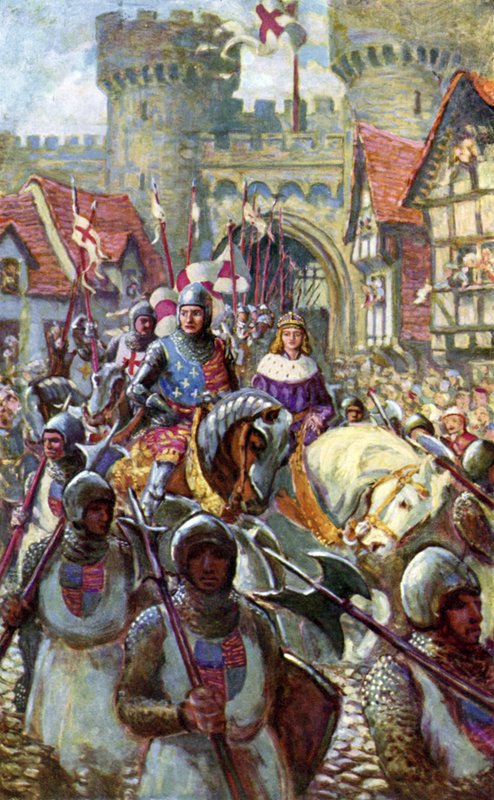 Edward V rir inn i London med hertug Richard av Charles John de (after) Lacy