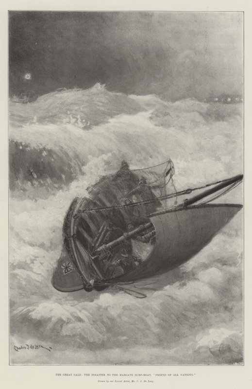 The Great Gale, the Disaster to the Margate Surf-Boat, Friend of All Nations av Charles John de Lacy