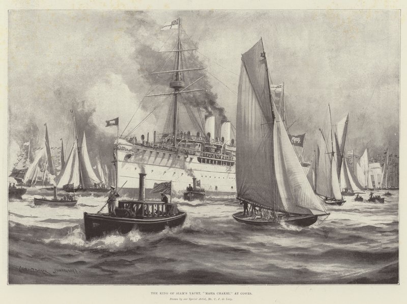 Kongen av Siams yacht, Maha Chakri, ved Cowes av Charles John de Lacy