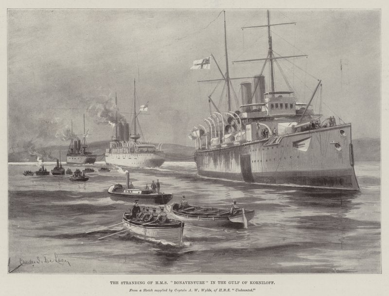 Strandingen av HMS Bonaventure i Korniloffbukta av Charles John de Lacy
