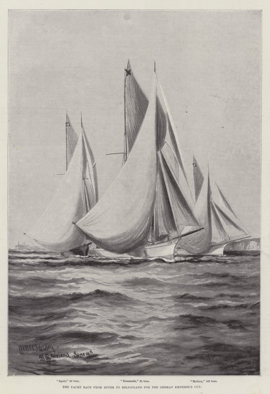 Yachtracet fra Dover til Helgoland for den tyske keisercupen av Charles John de Lacy