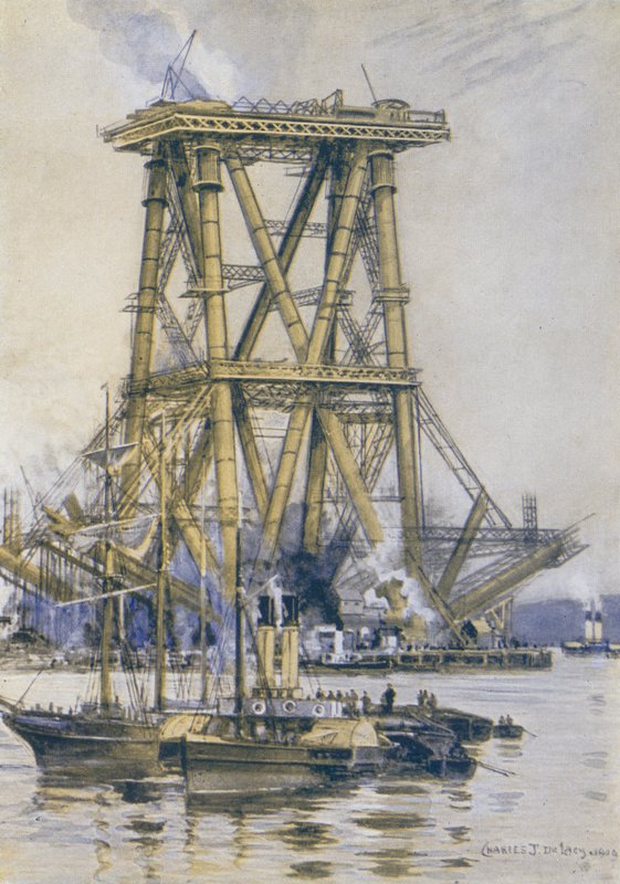 Å lage Forth Bridge av Charles John de after Lacy