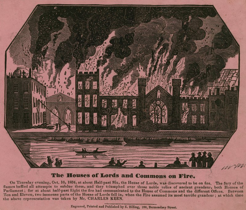 Houses of Lords and Commons i brann, 16. oktober 1834 av Charles Keene