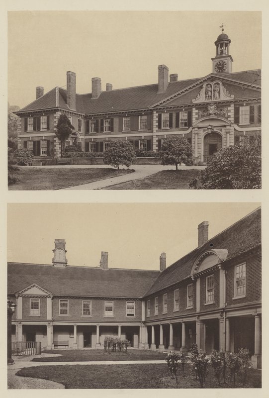 Morden College, Blackheath, Kent, inngang og del av retten av Charles Latham
