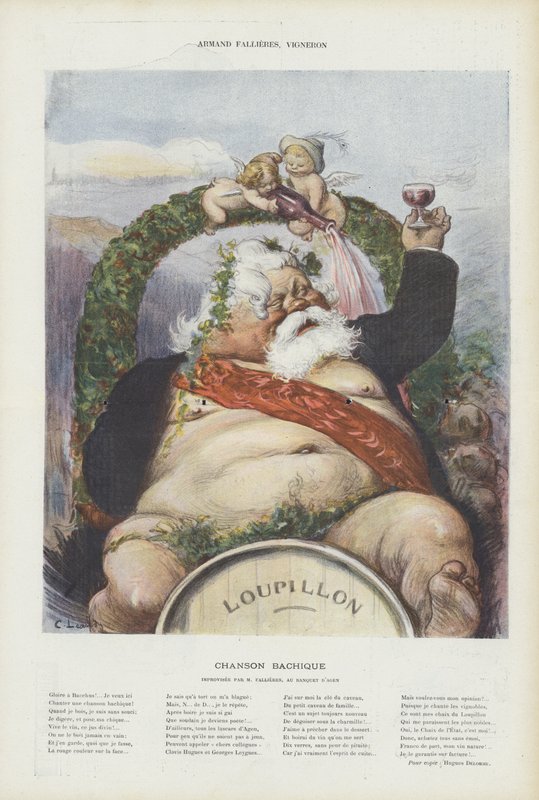 Armand Fallieres, vinmaker. Illustrasjon for Le Rire av Charles Leandre
