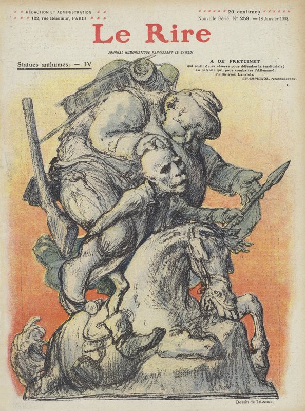 Karikatur av den franske statsministeren Charles de Freycinet. Illustrasjon for Le Rire av Charles Leandre