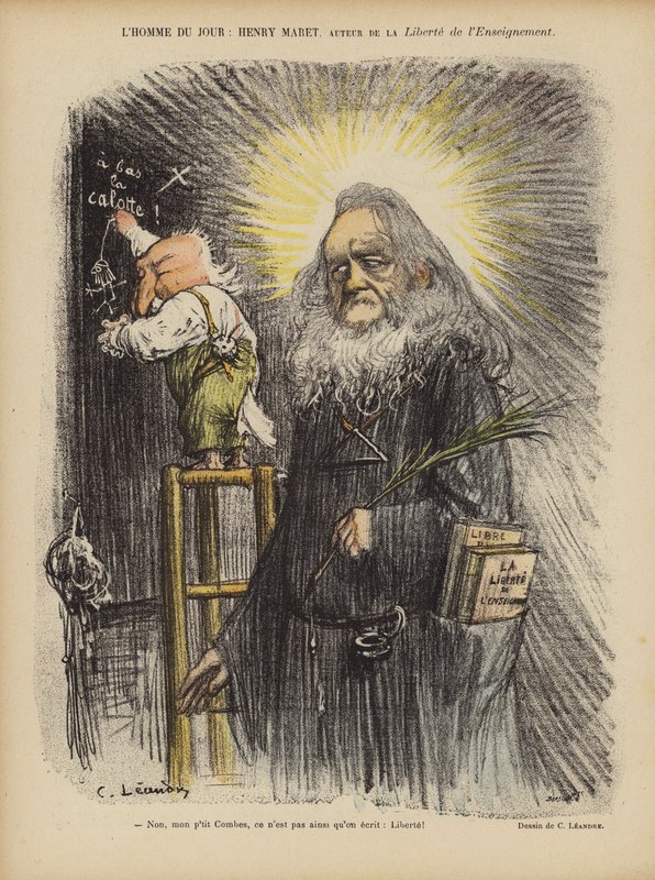 Karikatur av den franske journalisten og politikeren Henry Maret og statsminister Emile Combes. av Charles Leandre