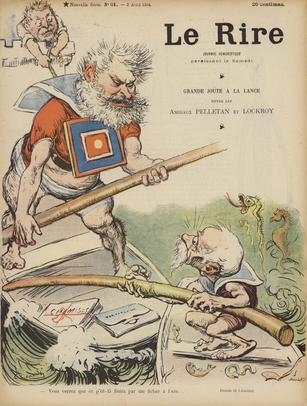 Karikatur av de franske politikerne Camille Pelletan og Edouard Lockroy. Illustrasjon for Le Rire av Charles Leandre