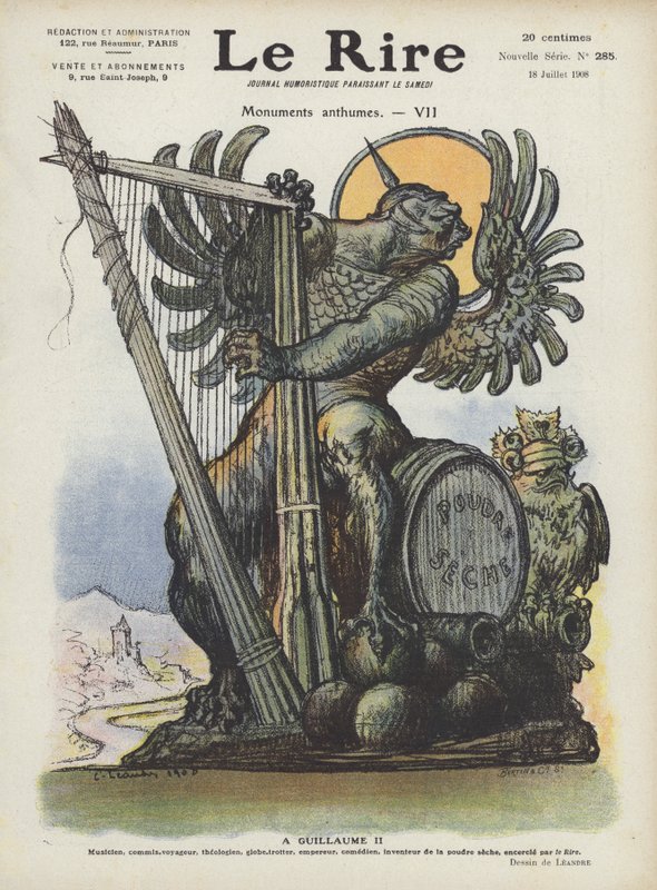 Karikatur av Kaiser Wilhelm II av Tyskland. Illustrasjon for Le Rire av Charles Leandre
