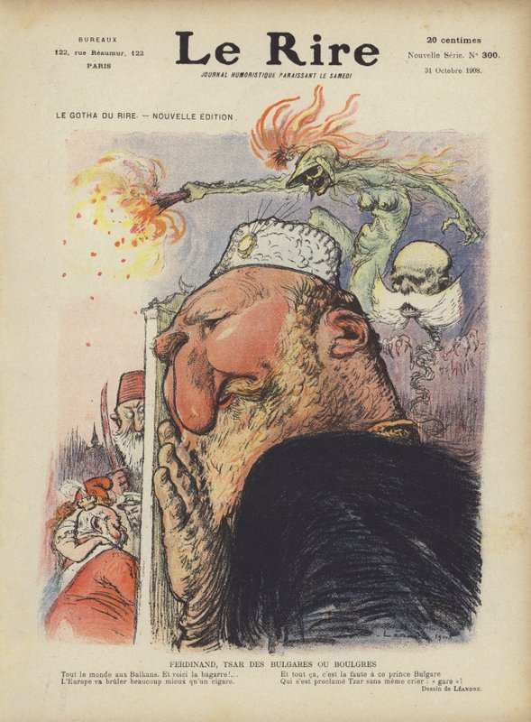 Karikatur av tsar Ferdinand I av Bulgaria. Illustrasjon for Le Rire av Charles Leandre