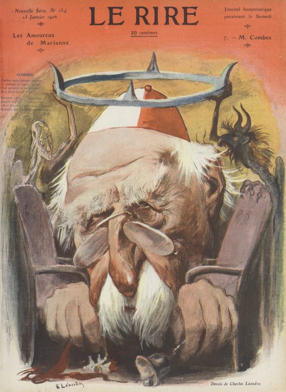 Emile Combes , fransk politiker. Illustrasjon for Le Rire av Charles Leandre