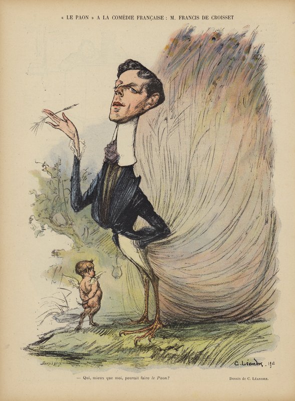 Francis de Croisset , fransk dramatiker, romanforfatter og librettist. Illustrasjon for Le Rire av Charles Leandre