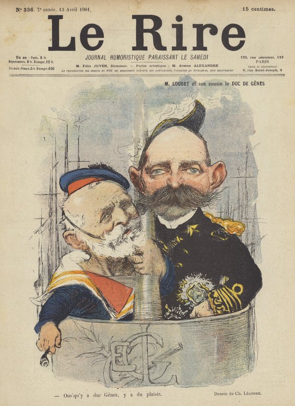 Loubet og hans fetter Duc De Genes, illustrasjon for Le Rire av Charles Leandre