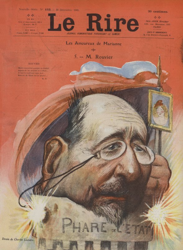 Maurice Rouvier , fransk politiker. Illustrasjon for latter av Charles Leandre