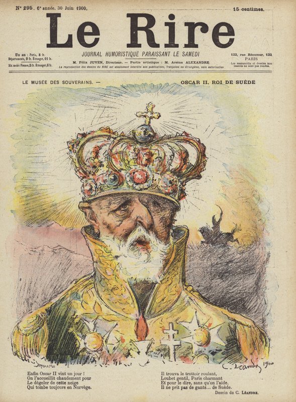 Oscar II, konge av Sverige, illustrasjon for Le Rire av Charles Leandre