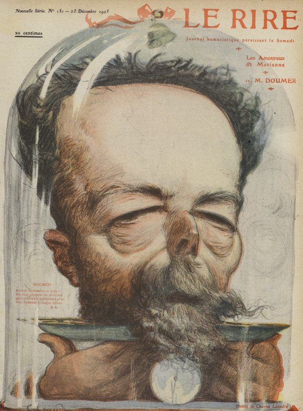Paul Doumer , fransk politiker. Illustrasjon for Le Rire av Charles Leandre