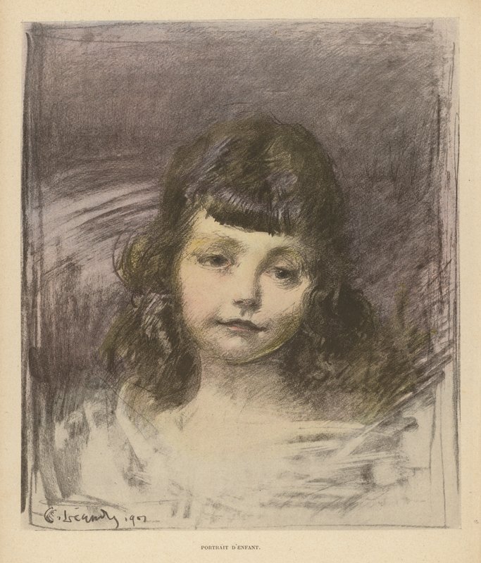 Portrett av et barn (litho i farge) av Charles Leandre