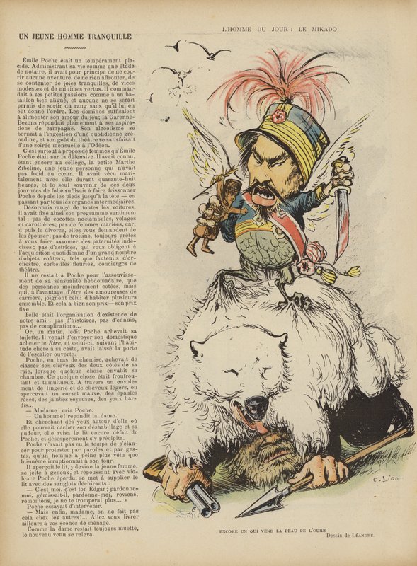 Satire over den russisk-japanske krigen. Illustrasjon for Le Rire av Charles Leandre