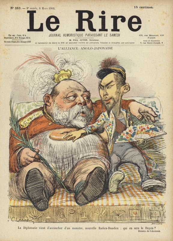 Den anglo-japanske alliansen, illustrasjon for Le Rire av Charles Leandre