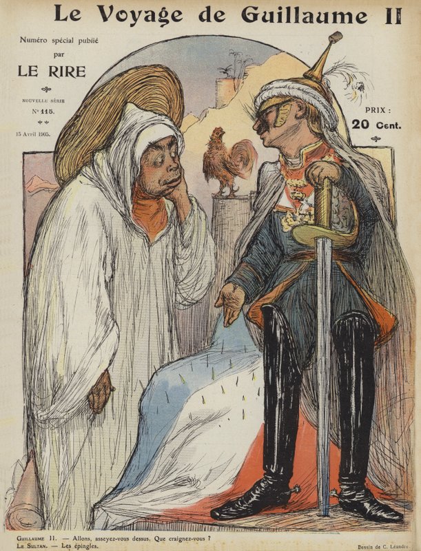 Reisen til Wilhelm II. Illustrasjon for Le Rire av Charles Leandre