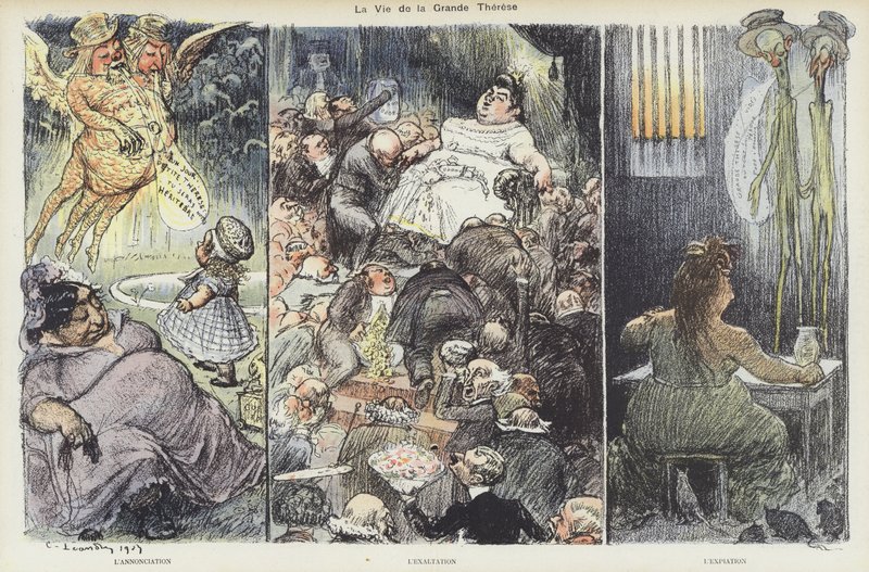 Livet til svindleren Therese Humbert. Illustrasjon for Le Rire av Charles Leandre