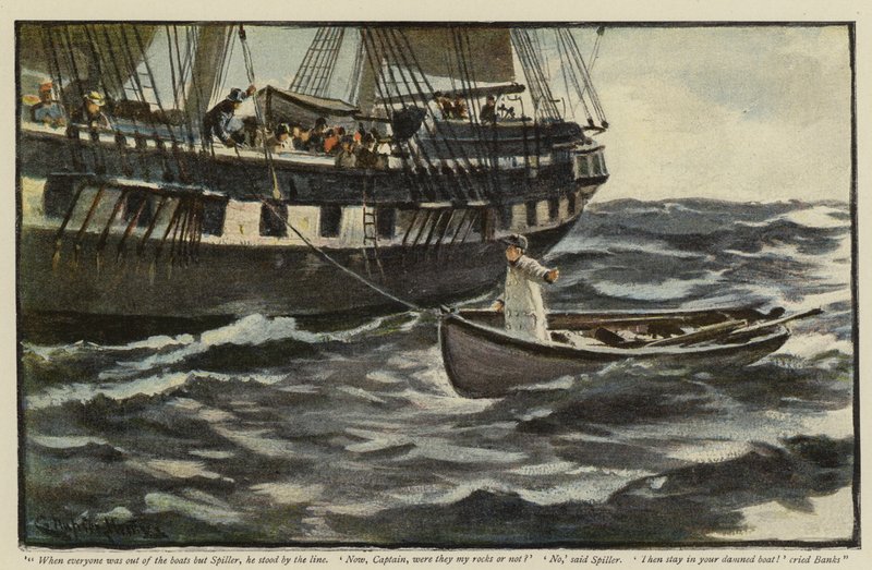 Illustrasjon for The Rehabilitation of the Vigia, av Morley Roberts av Charles Napier Hemy