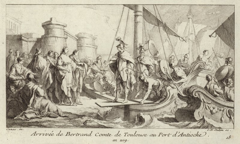 Ankomst av Bertrand, grev av Toulouse, til havnen i Antiokia, for å ta opp hans styre over fylket Tripoli av Charles Nicolas II Cochin