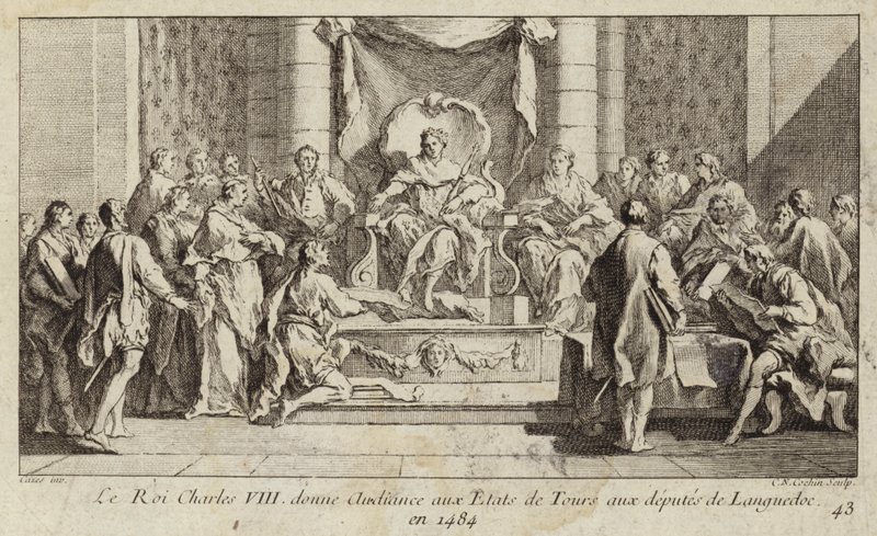 Charles VIII av Frankrike holdt en høring til varamedlemmer fra Languedoc ved Estates General i Tours av Charles Nicolas II Cochin