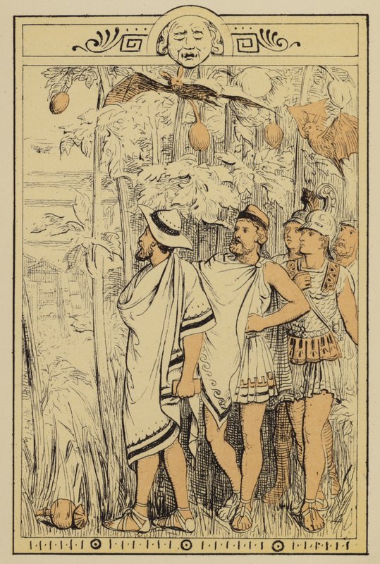 Historier fra Lucian: Nærmer seg drømmenes by (farge litho) av Charles Oliver Murray
