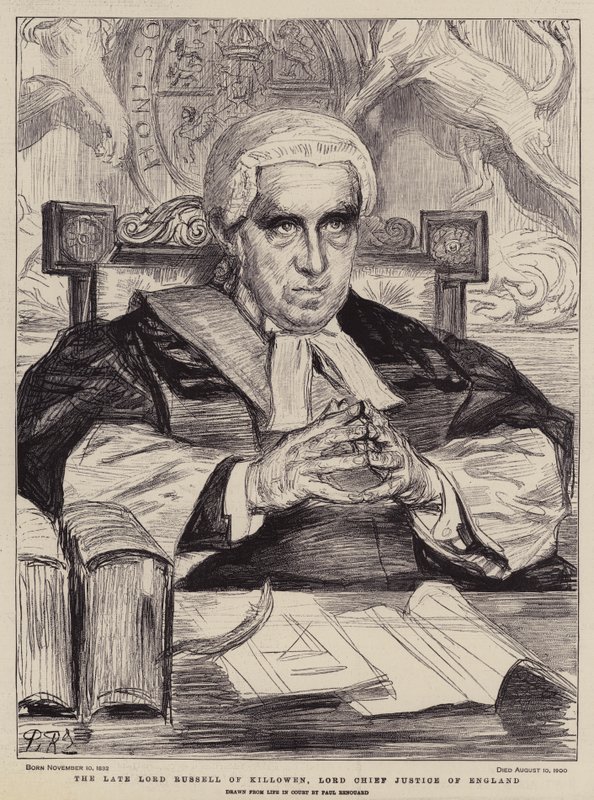 Den avdøde Lord Russell av Killowen, Lord Chief Justice of England (litho) av Charles Paul (after) Renouard