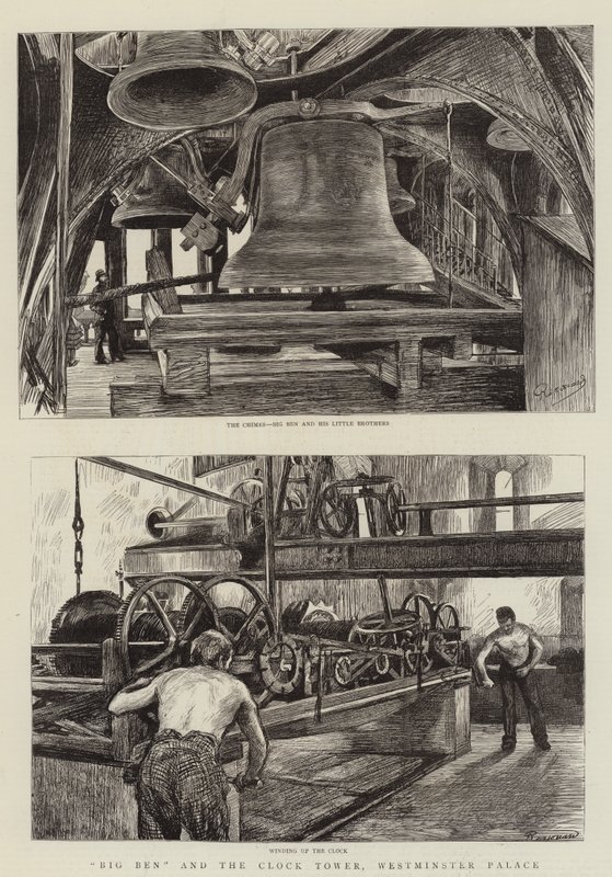 Big Ben og klokketårnet, Westminster Palace av Charles Paul Renouard