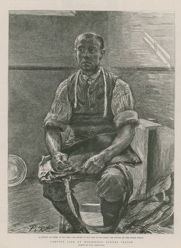 Dømt liv i Wormwood Scrubs Prison (gravering) av Charles Paul Renouard