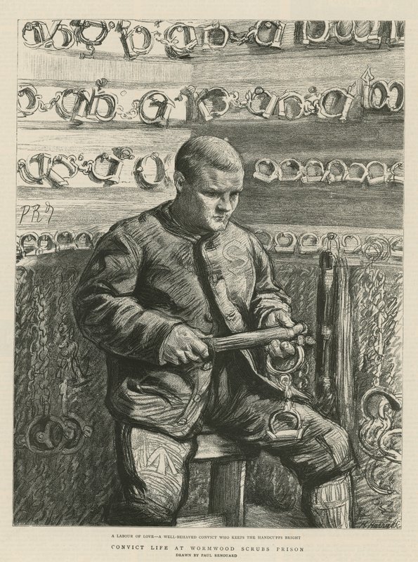 Dømt liv i Wormwood Scrubs Prison (gravering) av Charles Paul Renouard