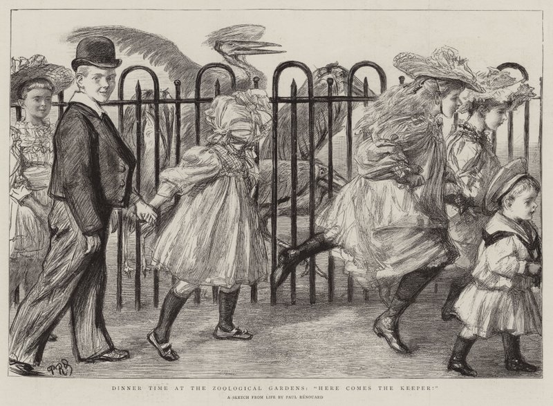 Middagstid i Zoological Gardens, Here comes the Keeper! av Charles Paul Renouard