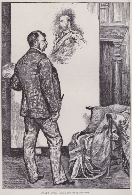 Frank Holl, maler i studioet sitt (gravering) av Charles Paul Renouard