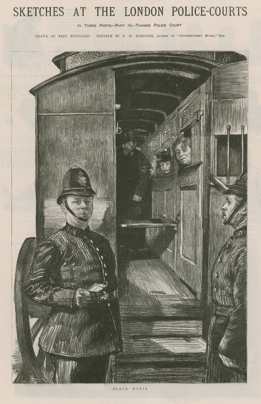 Skisser ved politidomstolene i London av Charles Paul Renouard