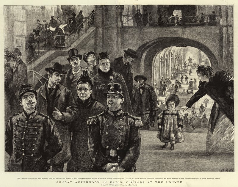 Søndag ettermiddag i Paris, besøkende på Louvre av Charles Paul Renouard
