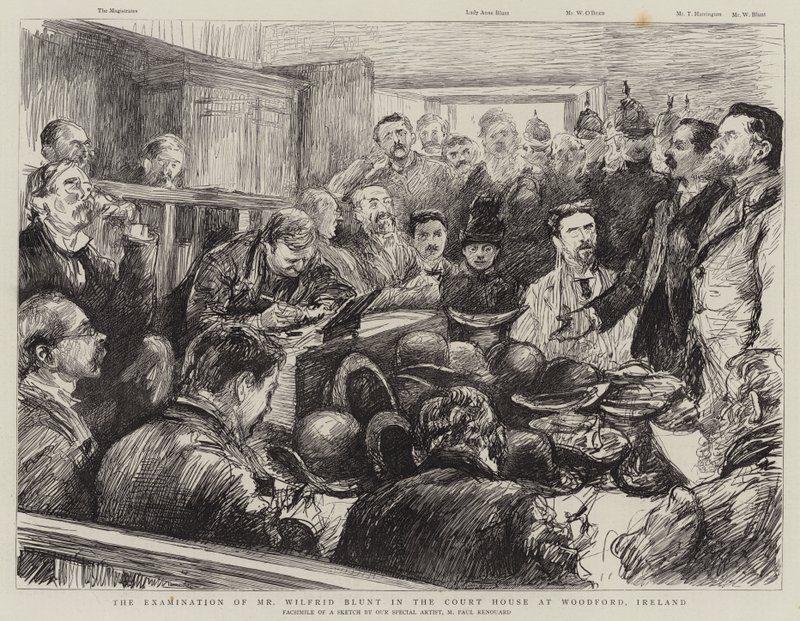 Undersøkelsen av Wilfrid Blunt i Court House i Woodford, Irland av Charles Paul Renouard