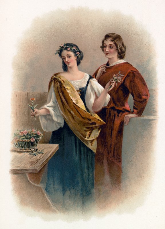 Florizel og Perdita fra Vinterens eventyr av Charles Robert Leslie