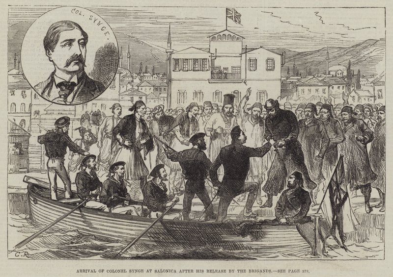 Ankomst av oberst Synge til Salonica etter hans løslatelse av brigandene av Sir John Charles Robinson