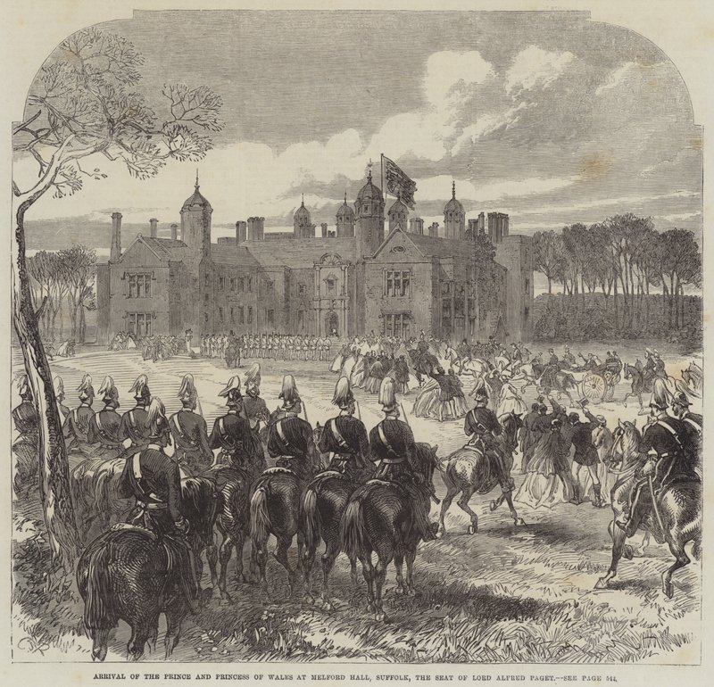 Ankomst av prinsen og prinsessen av Wales til Melford Hall, Suffolk, setet til Lord Alfred Paget av Sir John Charles Robinson
