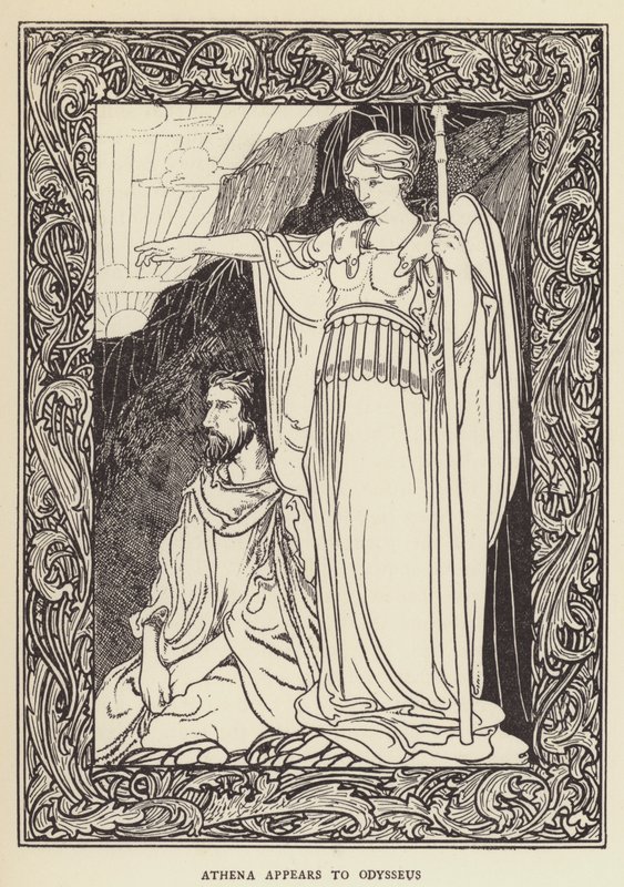 Athena dukker opp for Odyssevs av Sir John Charles Robinson