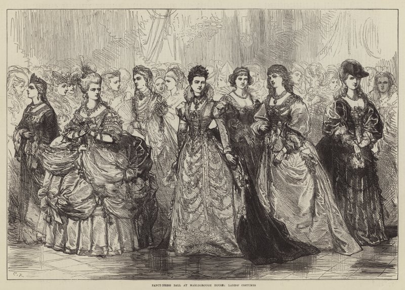 Fancy-Dress Ball på Marlborough House, damekostymer av Sir John Charles Robinson