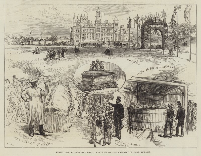 Festligheter i Thoresby Hall, til ære for majoriteten av Lord Newark av Sir John Charles Robinson