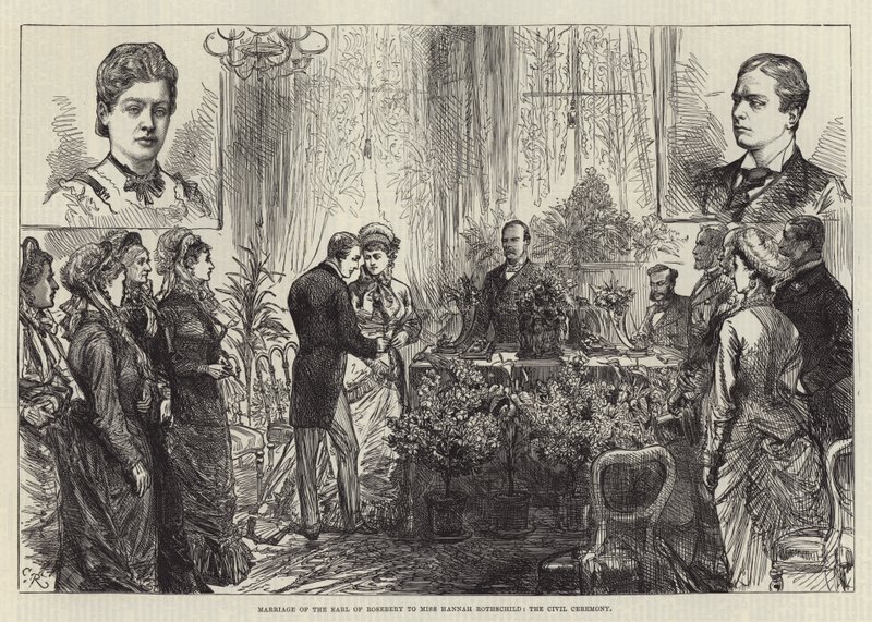 Ekteskap av jarlen av Rosebery med frøken Hannah Rothschild, den sivile seremonien av Sir John Charles Robinson