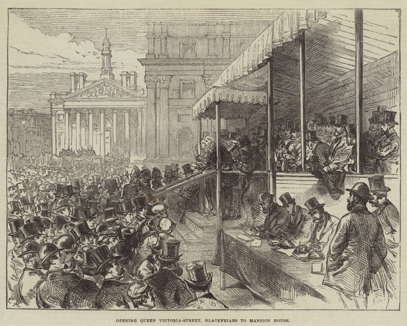 Åpning av Queen Victoria-Street, Blackfriars til Mansion House av Sir John Charles Robinson
