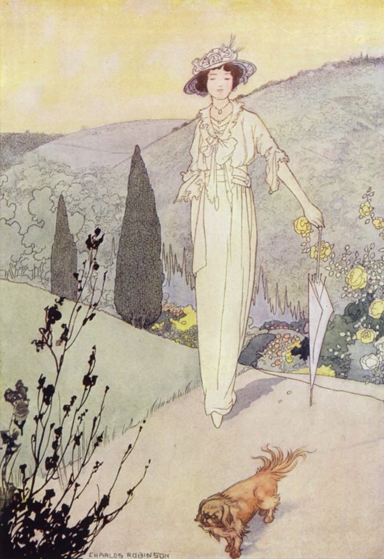 Our Sentimental Garden: The Moors (farge litho) av Charles Robinson