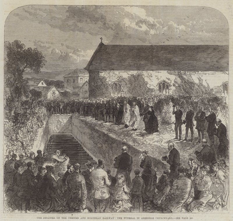 Katastrofen på Chester and Holyhead Railway, begravelsen i Abergele Churchyard av Sir John Charles Robinson