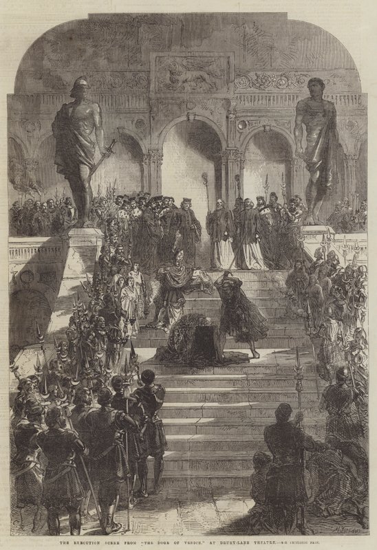 Henrettelsesscenen fra Doge of Venice, på Drury-Lane Theatre av Sir John Charles Robinson